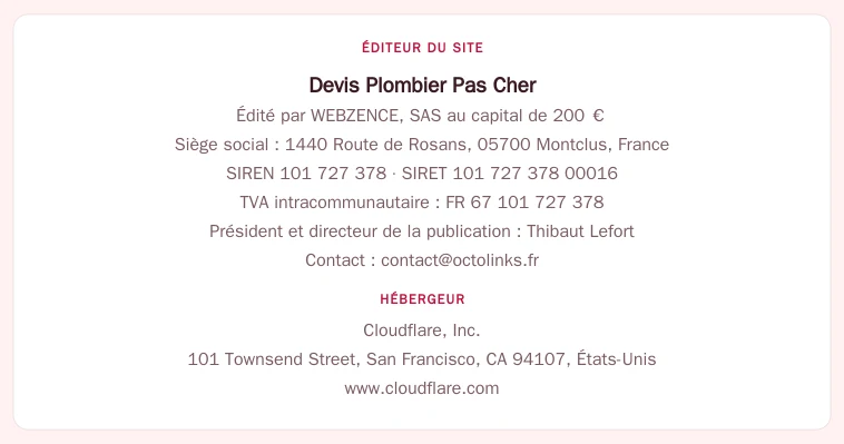 Coordonnées légales de l&rsquo;éditeur et de l&rsquo;hébergeur du site